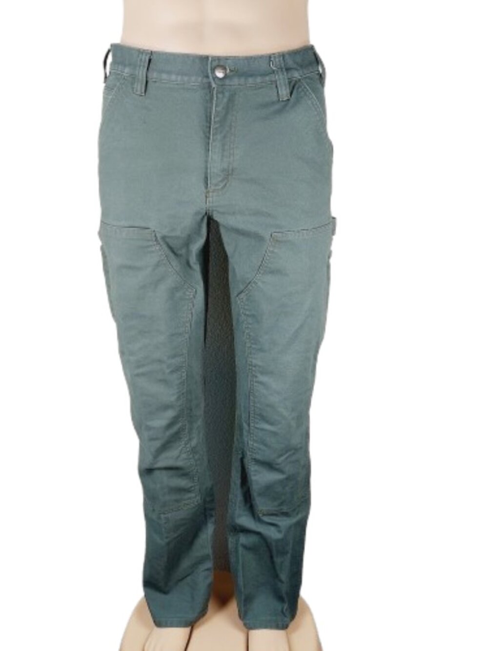 Carhartt Men's Green Rugged Flex Duck Double Front Dungaree Work Pants Sz 32X34